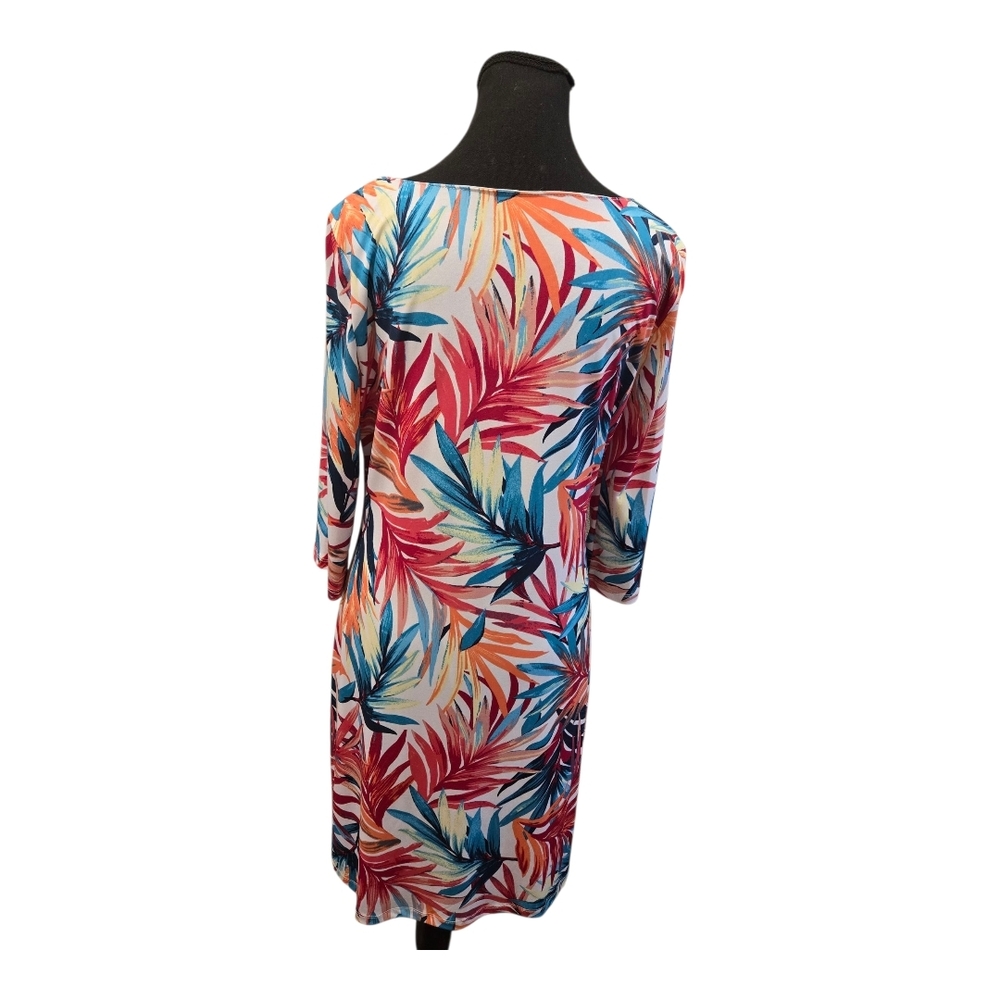 Simply Styled Multicolor Leaf Pattern Dress Medium - image 2